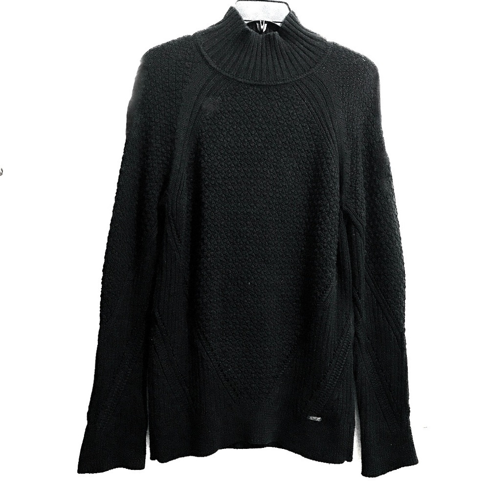 Calvin Klein Cowl Neck Cotton Blend Sweater in Black SZ M